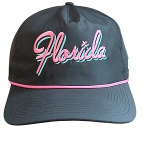 Bad Birdie Florida Script Golf Hat Cap Black Snapback Polyester New